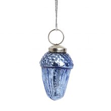 Hubsch ekollon glas blå julgranskula julkula antik